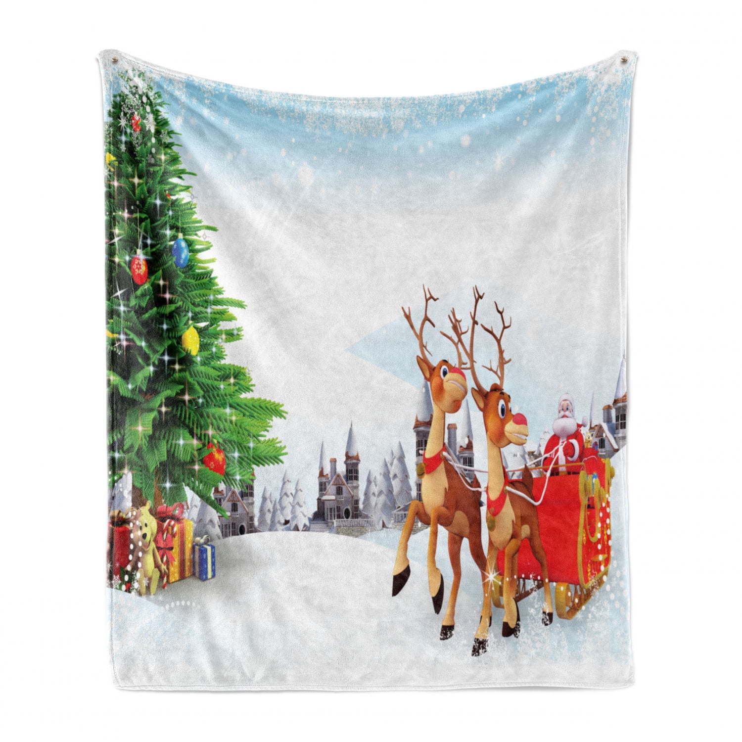 Father Christmas Tree Snowman Stag Super Soft Bed Sofa Fleece Blanket Throws 