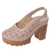thumbnail image 2 of Miluxas Women's Solid Color Platform Slingback High Heels Ladies Closed Pointed Toe Pump Shoes Khaki 8.5(41), 2 of 9