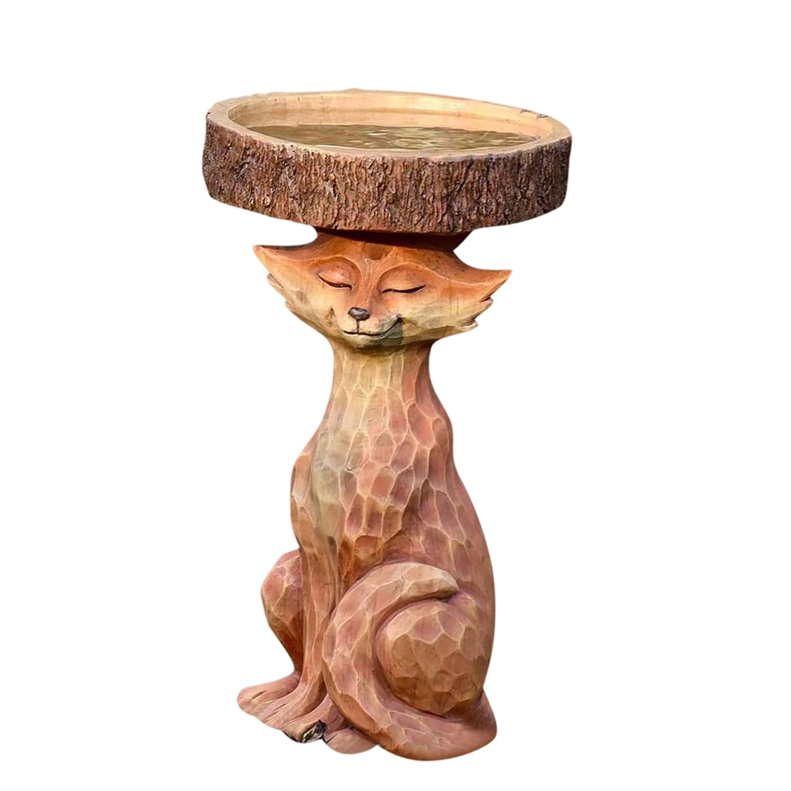 Colaxi Garden Bird Bath Bowl Lowrie Statue Figurine Deck Fence Outdoor Lawn Resin Feeder Animal Sculpture for Courtyard Railing Yard