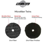 Buff and Shine - URO-Fiber Microfiber Finisher Pad 3 Inch Able to Cut, Polish Finish On Soft Paints Built Around The Gear-Driven Da, Long Throw Da Standard Polishers (2 Pad), Black (392MFP-BK)