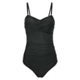 thumbnail image 3 of MKLEKYY Swimsuits for Women Women's Bandeau Swimsuits Front Swimwear Strapless Ruched Bathing Suits, 3 of 5