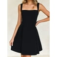 thumbnail image 5 of Womens 2025 Mini Sleeveless Dress Backless Tie Square Neck Short Party Dress Black L, 5 of 9