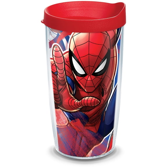 Tervis Marvel Spider-Man Iconic Made in USA Double Walled Insulated Tumbler Travel Cup Keeps Drinks Cold & Hot, 16oz, Classic