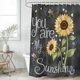 thumbnail image 4 of You Are My Sunshine Bathroom Shower Curtains with 12 Hooks Polyester Waterproof Shower Curtain for Stalls&Bathtubs Yellow Sunflowers Cute Bees Heart Dark Gray Decorative Bathroom Curtain 36x72 Inches, 4 of 9