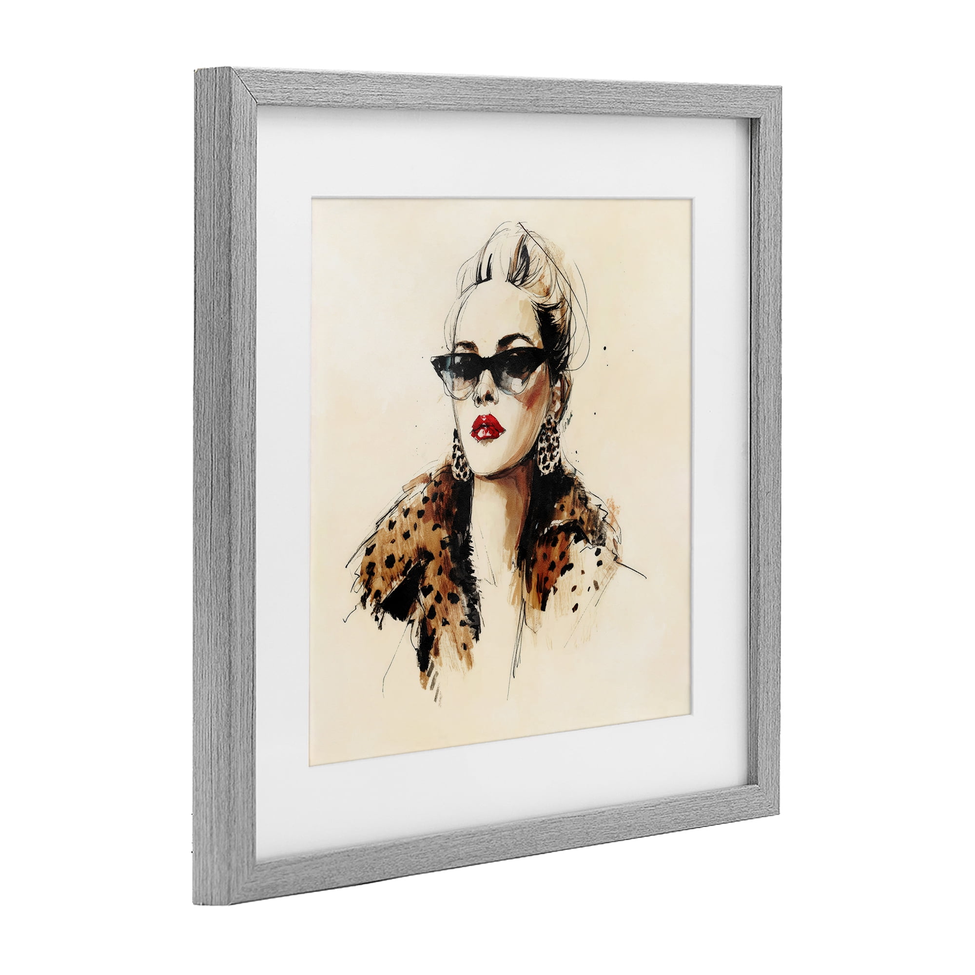 Stupell Industries Glam Leopard Sonata Portrait Gray Framed Print Under Glass, design by Svetlana Aleynikova