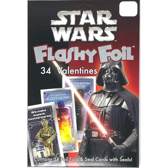 Star Wars Flashy Foil 34 Valentines & Seal Cards
