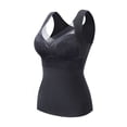 thumbnail image 2 of Winter Thermal Vest for Women Embroidery Lace Decor Push Up Chest Pads V-Neck High Elastic Seamless Darlon Lining Warm Underwear Waistcoat Daily Garment,Black 2XL, 2 of 8