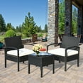 thumbnail image 1 of Gymax 3PCS Patio Rattan Furniture Set Conversation Sofa Cushioned Coffee Table Garden, 1 of 10