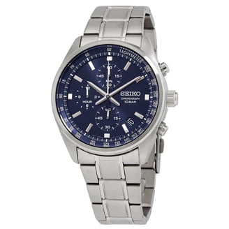 Seiko Men's SSB387 Grey Titanium Chronograph Watch with Blue Dial