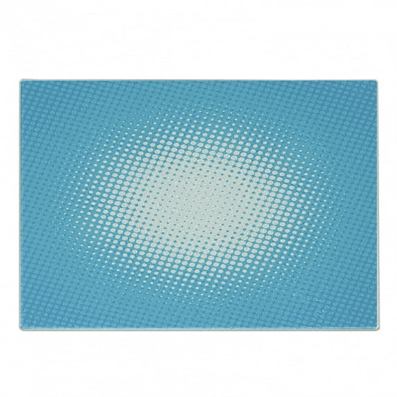 Vintage Blue Cutting Board, Retro Style Comic Inspired Pop Art and Sunny Haze Vanishing Dots, Decorative Tempered Glass Cutting and Serving Board, in 3 Sizes, by Ambesonne