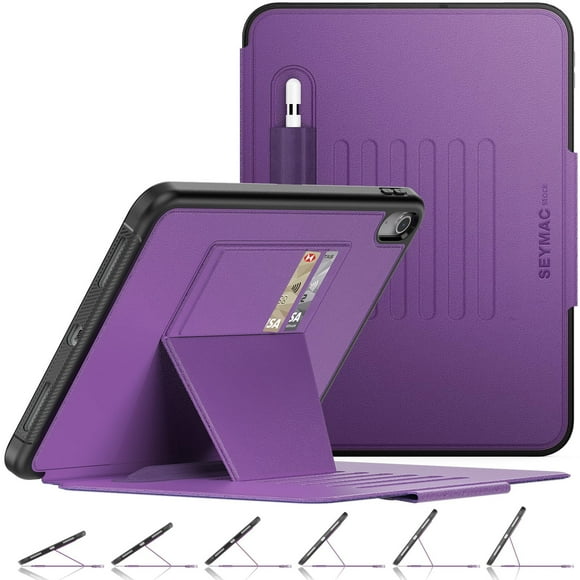 SEYMAC stock Étui pour iPad 10e Génération 10.9 Pieds', Étui Magnétique Antichoc avec Support Multi-Angles Absorbant, Porte-Stylo, Fente pour Carte (Violet)