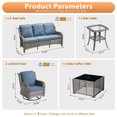 thumbnail image 4 of ODELIO 5‑Piece All‑Weather Wicker Patio Furniture Set, Outdoor Conversation Set with High‑Back 360° Swivel Rocking Chairs & Auto‑Solar Light Coffee Table, Denim blue, 4 of 8