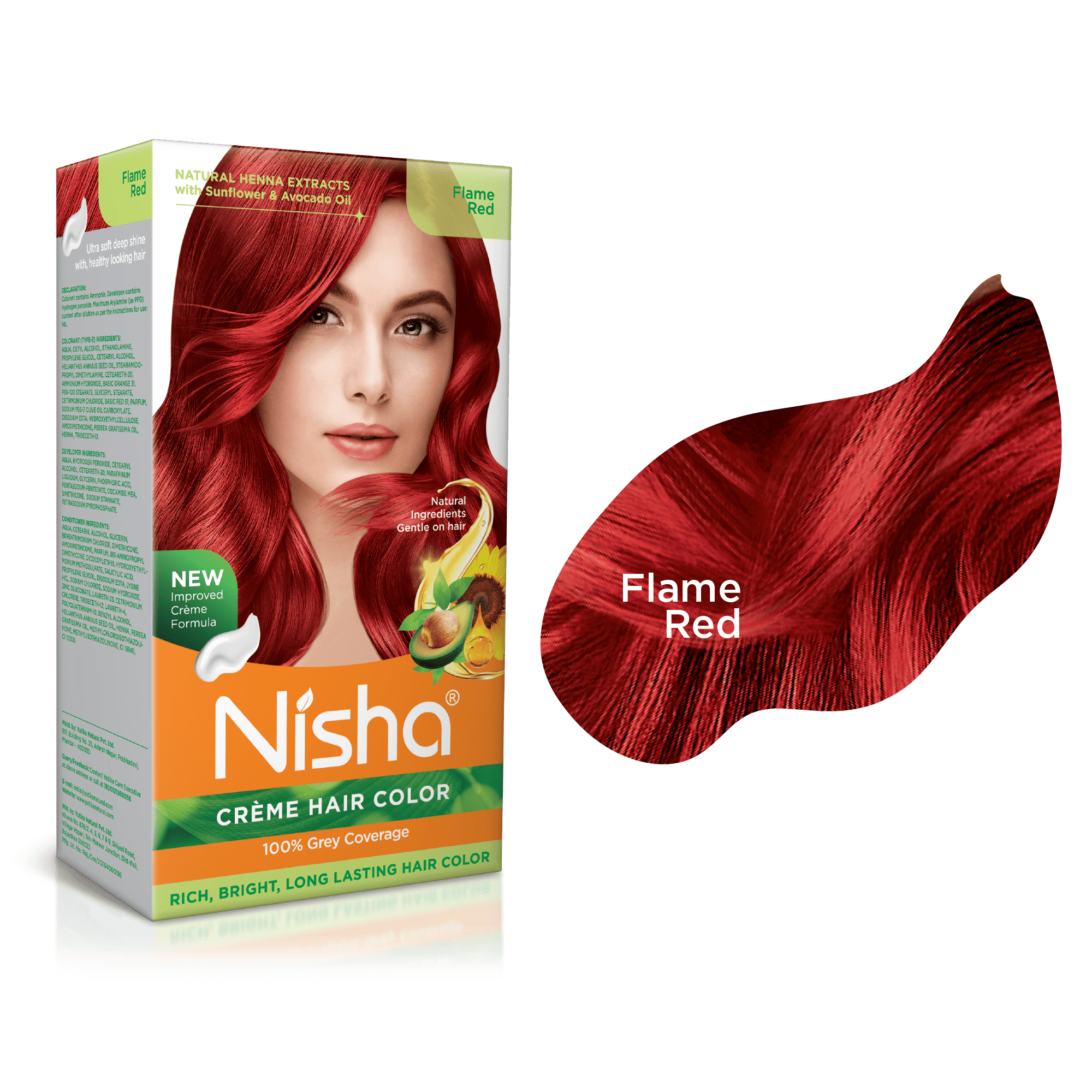Nisha Creme Hair Color, Permanent Red Hair Dye Colour, Flame Red, 5.29