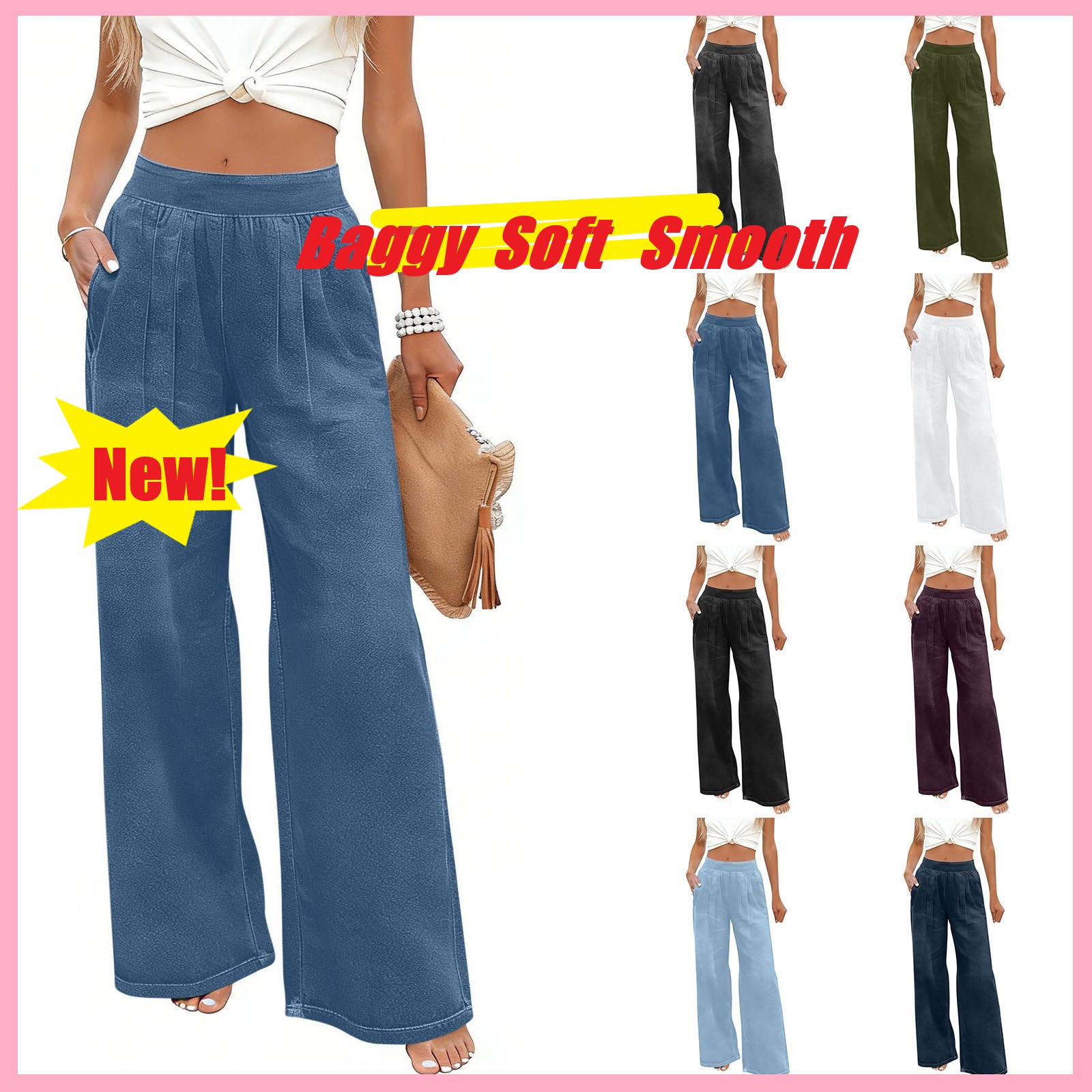 UYISJ Palazzo Jeans for Women Fashion Loose Wide Leg Denim Pants
