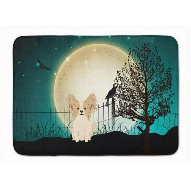 Carolines Treasures BB2267RUG Halloween Scary Papillon Sable & White Machine Washable Memory Foam Mat