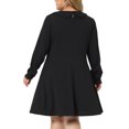 thumbnail image 4 of Unique Bargains Women's Plus Christmas Peter Pan Collar A Line Knee Length Dress 4X Dark Black, 4 of 6