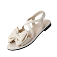 thumbnail image 2 of Women's Bow Flat Sandals Open Toe Crisscross Strappy Elastic Slingback Fashion Comfortable Non Slip Summer Casual Beach Vacation Shoes, 39, 2 of 4
