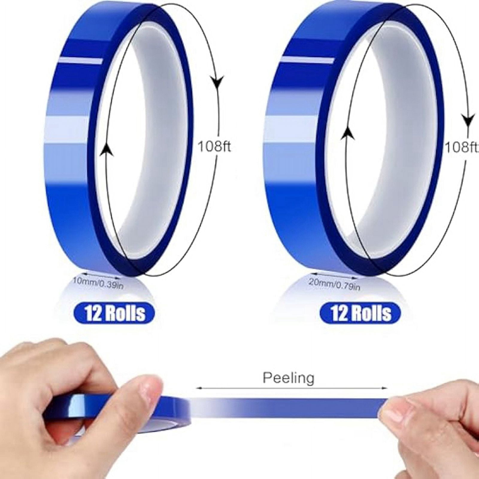 24Rolls 10mm&20mmx33m Heat Tape Heat Tape for Sublimation Heat Transfer Tape for Heat Sublimation Vinyl