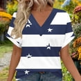 thumbnail image 3 of Favoffer Women Boho Tops Short Sleeve V Neck Stripe Print Dolman Sleeve Loose Casual Blouses Street Travel Gathering Relax, 3 of 6
