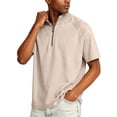 thumbnail image 4 of Domuza Mens Short Sleeve Shirts Quarter Zip Mock Neck Fitted Tshirts Loose Fit Lightweight Solid Color Athletic Golf Tees Khaki S, 4 of 5