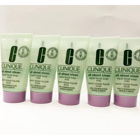 Pack of 5 x Clinique All About Clean Liquid Facial Soap Mild, 1 oz/30ml