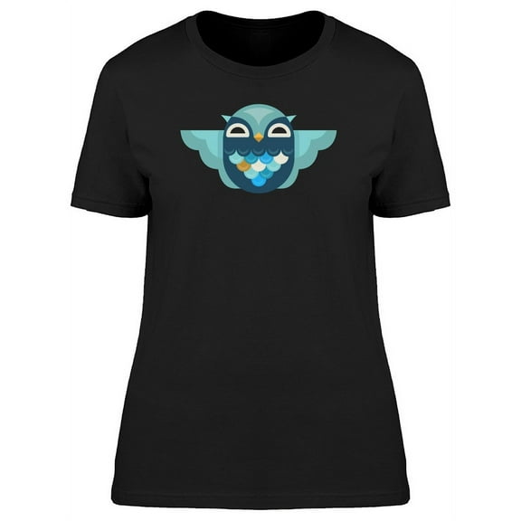 Flying Blue Owl Flat Style T-Shirt Women -Image by Shutterstock, Female Small