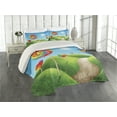 thumbnail image 2 of Ambesonne Fantasy Quilted Coverlet 3 Pcs, Candy Land Lollipops, King Size, Green Blue Red, 2 of 4
