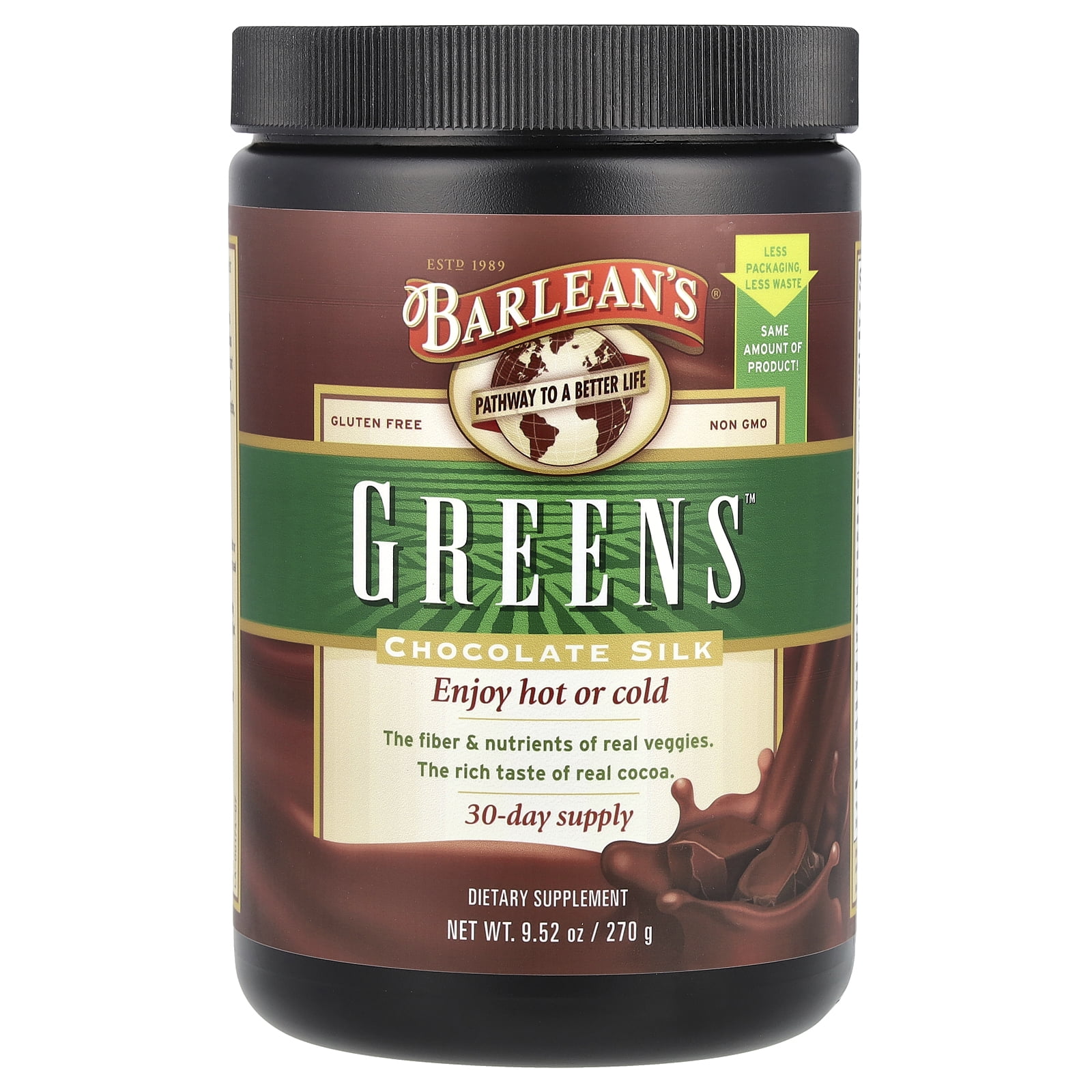 Barlean's Greens™, Chocolate Silk, 9.52 oz (270 g)