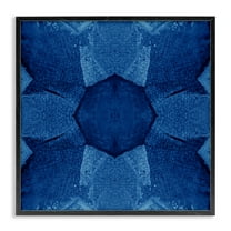 Stupell Industries Blue Centric Pattern Abstract Painting Black Framed Art Print Wall Art, 12 x 12