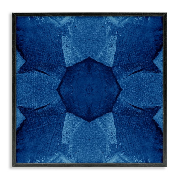 Stupell Industries Blue Centric Pattern Abstract Painting Black Framed Art Print Wall Art, 12 x 12