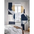 thumbnail image 3 of Sheer Curtains 108 Inches Long 2 Panels Set for Living Room, Navy Blue Abstract Art Semi Sheer Curtains for Windows, Contemporary Luxury Art Geometric Voile Window Treatments Rod Pocket Curtain, 3 of 7
