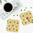 thumbnail image 4 of Lsque Watercolor With Sunflowers Pattern 4" Drink Coasters Set of 4, PVC Leather Absorbent Coasters, Table Coaster Set Decorative Coffee Cup Coasters Housewarming Gift -Square, 4 of 6