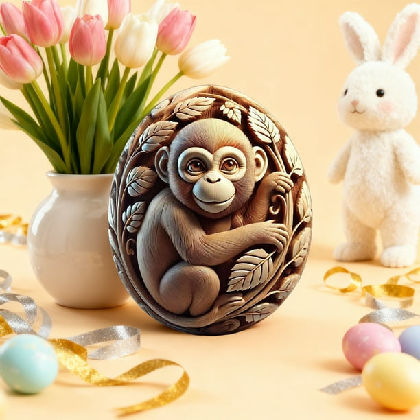Los huevos de Pascua de resina tallada con tallas de animales son perfectos como regalos de Pascua o artículos decorativos.