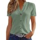 thumbnail image 2 of TaTaai Women's Spring V-Neck Button Solid Color Linen Casual Tops Soft Lightweight Fashion Short Sleeve Blouses for Daily Life Outfits Gift, 2 of 7