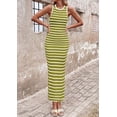 thumbnail image 3 of PRETTYGARDEN Sundresses for Women Summer Striped Knit Side Slit Spring Fashion Bodycon Maxi Dress Beach Vacation Clothes, 3 of 10