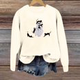 thumbnail image 4 of Crewneck Sweatshirt for Women Ghost Black Cat Graphic Long Sleeve Pullover Cutecore Streetwear Halloween Top Fall Spring Outfits Beige L, 4 of 5