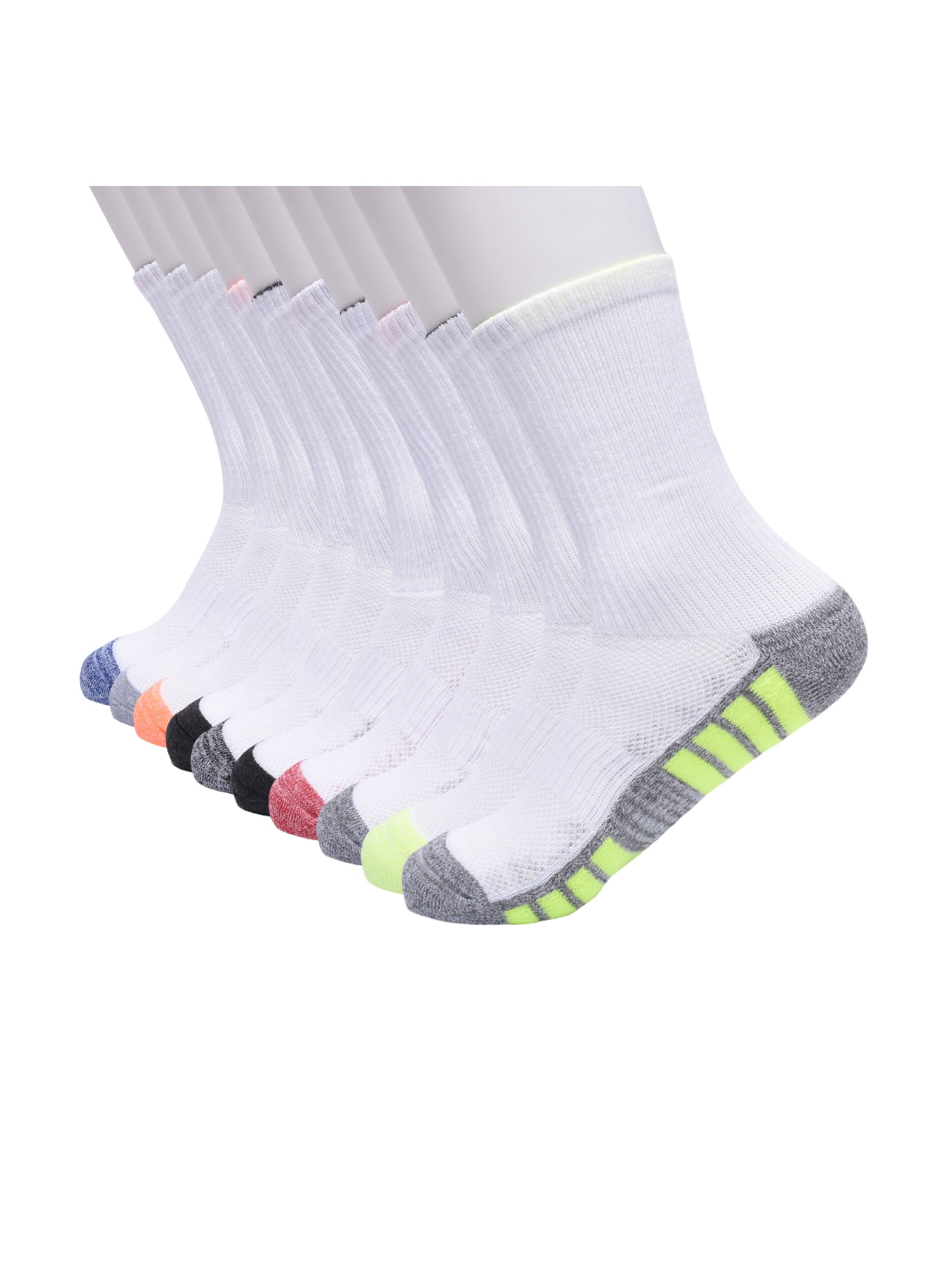 Athletic Works Boys Cushioned Crew Socks, 10-Pack S (4-8.5) - L (3-9)