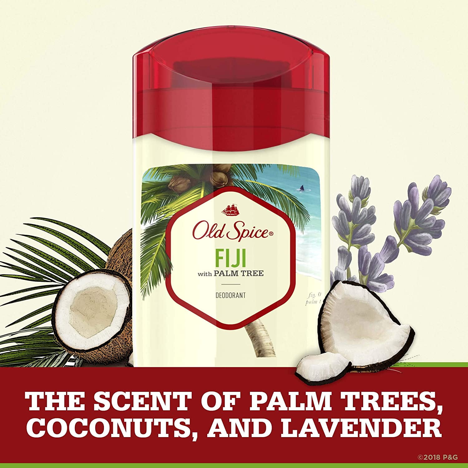 Old Spice Antiperspirant Deodorant Fiji with Palm Tree 3 oz, Pack of 3