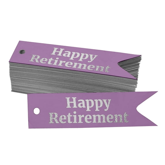 Inkdotpot Happy Retirement Bottle Tag Real Silver Foil Favor Hang Tags Pack Of 50