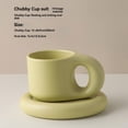 thumbnail image 2 of HAOMONZEN Coffee Mug Creative Handmade Fat Handle Mug Ceramic Coffee Mug Cup Oval Plate Personalized Ceramic Cup Saucer for Coffee Tea Milk Cake Home Decor Deals of the Week Clearance, 2 of 8