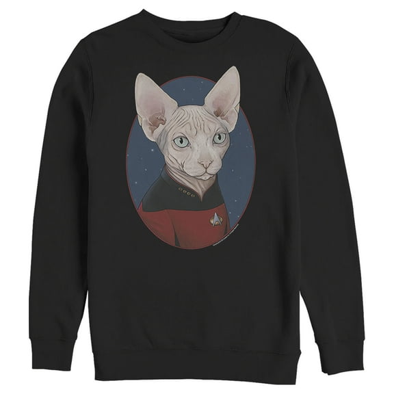 Men's Star Trek: The Next Generation Captain Jean Luc Picard Cat Sweatshirt Black X Large