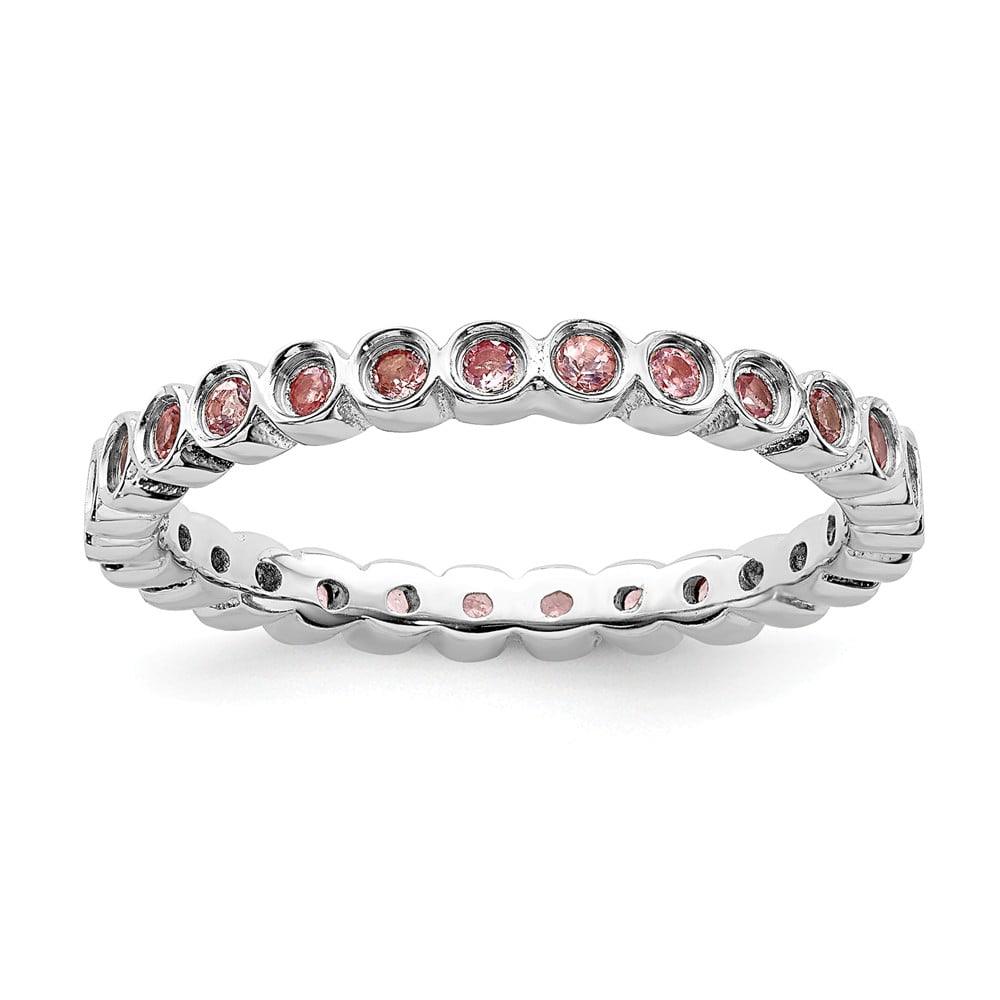 Sterling Silver Size SS Stackable Expressions Pink Tourmaline Double Heart Ring 8 