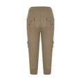 thumbnail image 6 of Hiking Capris for Women Slim Fit Low Rise Drawstring Cargo Capris Stretchy Lounge Capris with Button Pockets Khaki M, 6 of 8