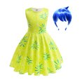thumbnail image 5 of Movie Inside Out Joy Cosplay Costume Princess Dress+Wig For Kids Girls ​Halloween Carnival Birthday Green Printed Party Frocks, 5 of 5