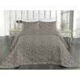 thumbnail image 2 of Ambesonne Ethnic Quilted Bedspread Set 3 Pcs, Grunge Trapezoid Triangles, Queen, Warm Taupe Dimgray Ivory, 2 of 4