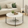 thumbnail image 5 of Furinno Besi Table Basse Ronde Moderne à 2 Niveaux avec Pieds en Métal Robustes, Marbre Blanc/noir, 5 of 5