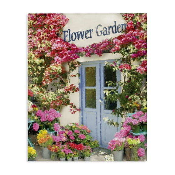 Stupell Industries Flower Garden Doorway Buildings & Architecture Painting Wrapped Canvas Art Print Wall Art, 16 x 20