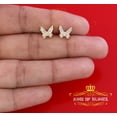 thumbnail image 2 of King of Bling's Women's 0.10ct Real Diamond Butterfly Stud Earrings Yellow 925 Sterling Silver, 2 of 12