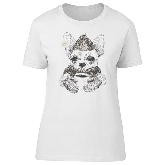 French Bulldog In A Hat & Mitten T-Shirt Women -Image by Shutterstock, Female x-Large