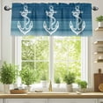 thumbnail image 2 of Anchor Valances for Windows, 60 x 18in, Blue Gradient Lines Ocean Nautical Rod Pocket Kitchen Valance Curtain Light Filtering Window Treatments for Living Room Bedroom, 1 Panel, 2 of 7